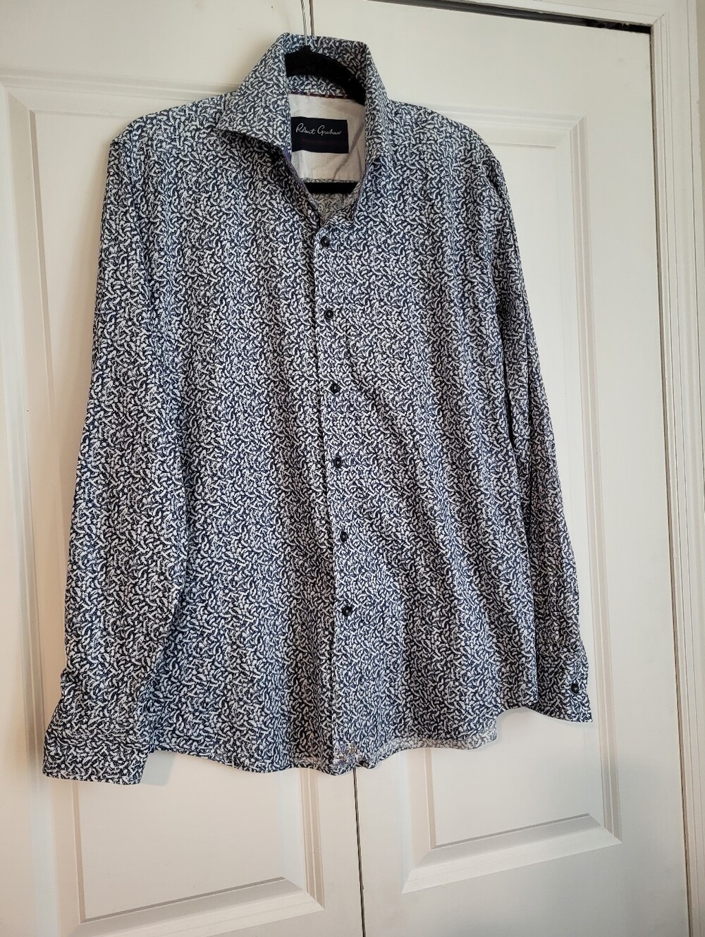 Robert Graham Navy & White Allover Print Button-Down Shirt